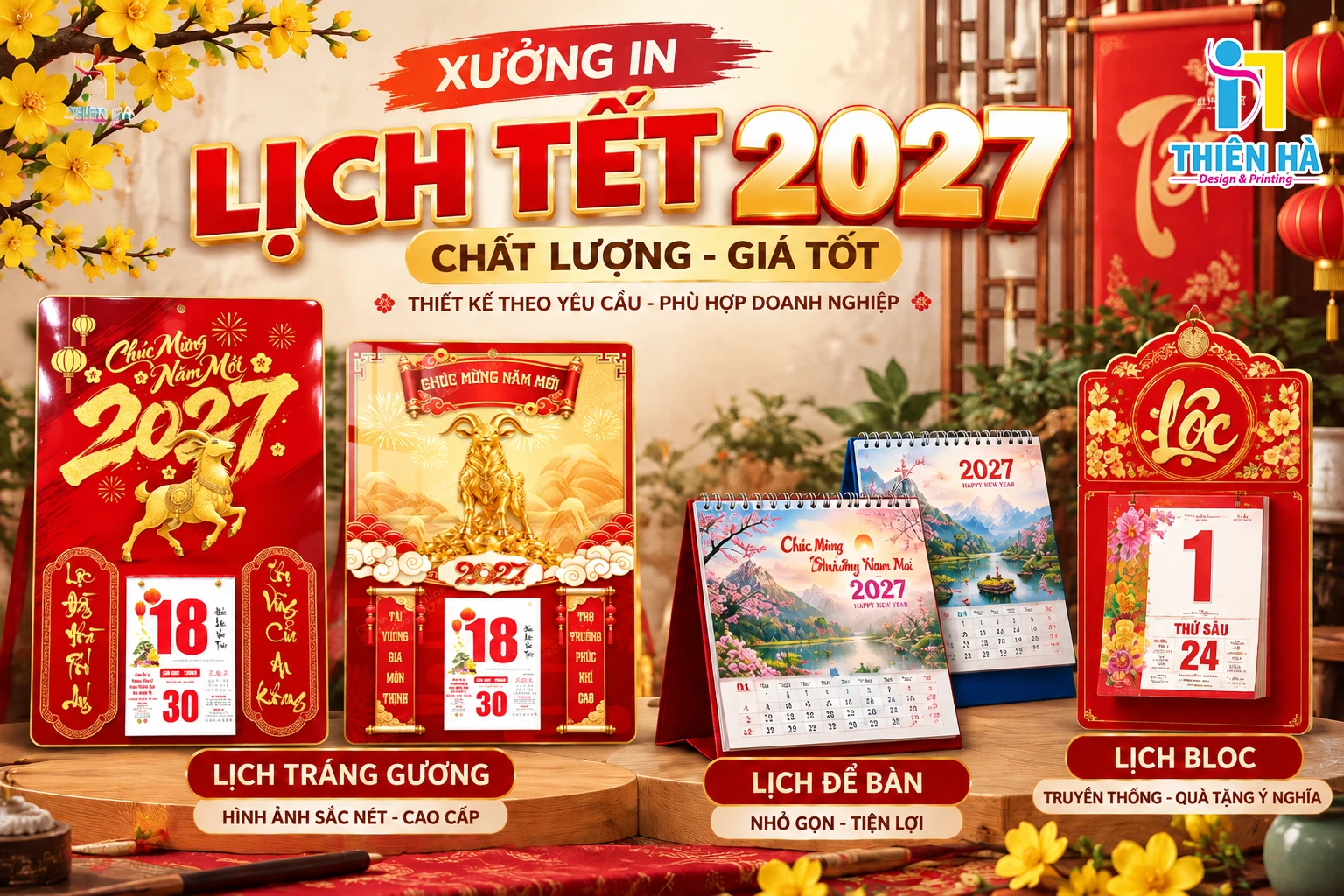 Xưởng in lịch Tết 2027 chất lượng, giá tốt tại Gia Lai