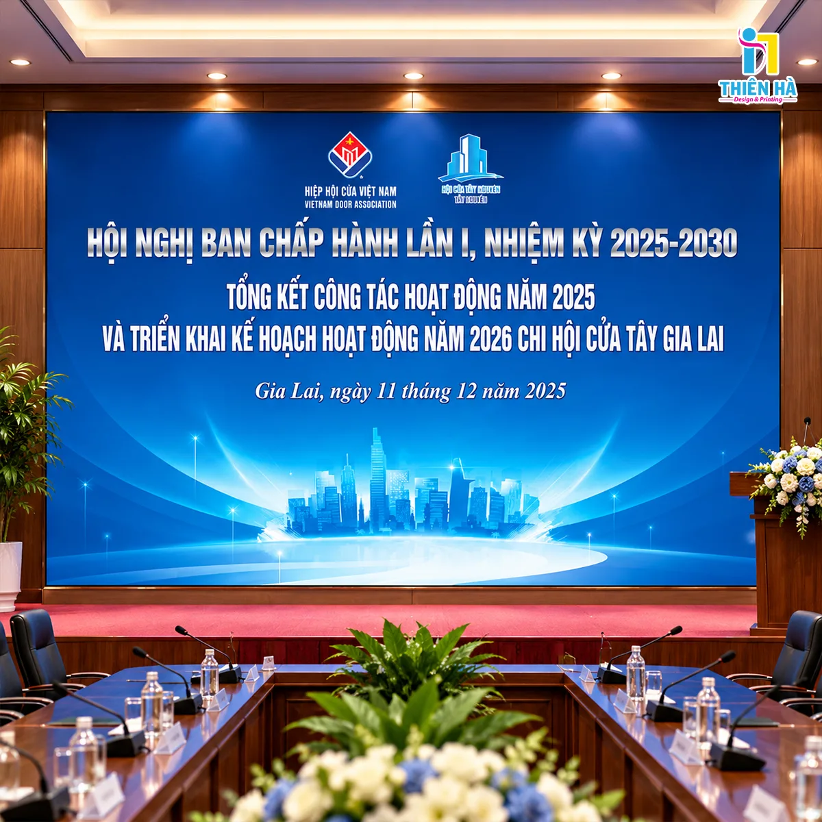 in bạt trang trí không gian sự kiện