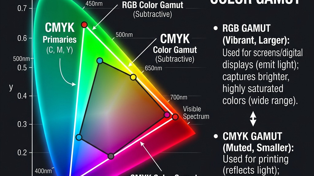 Biểu đồ so sánh không gian màu RGB và CMYK