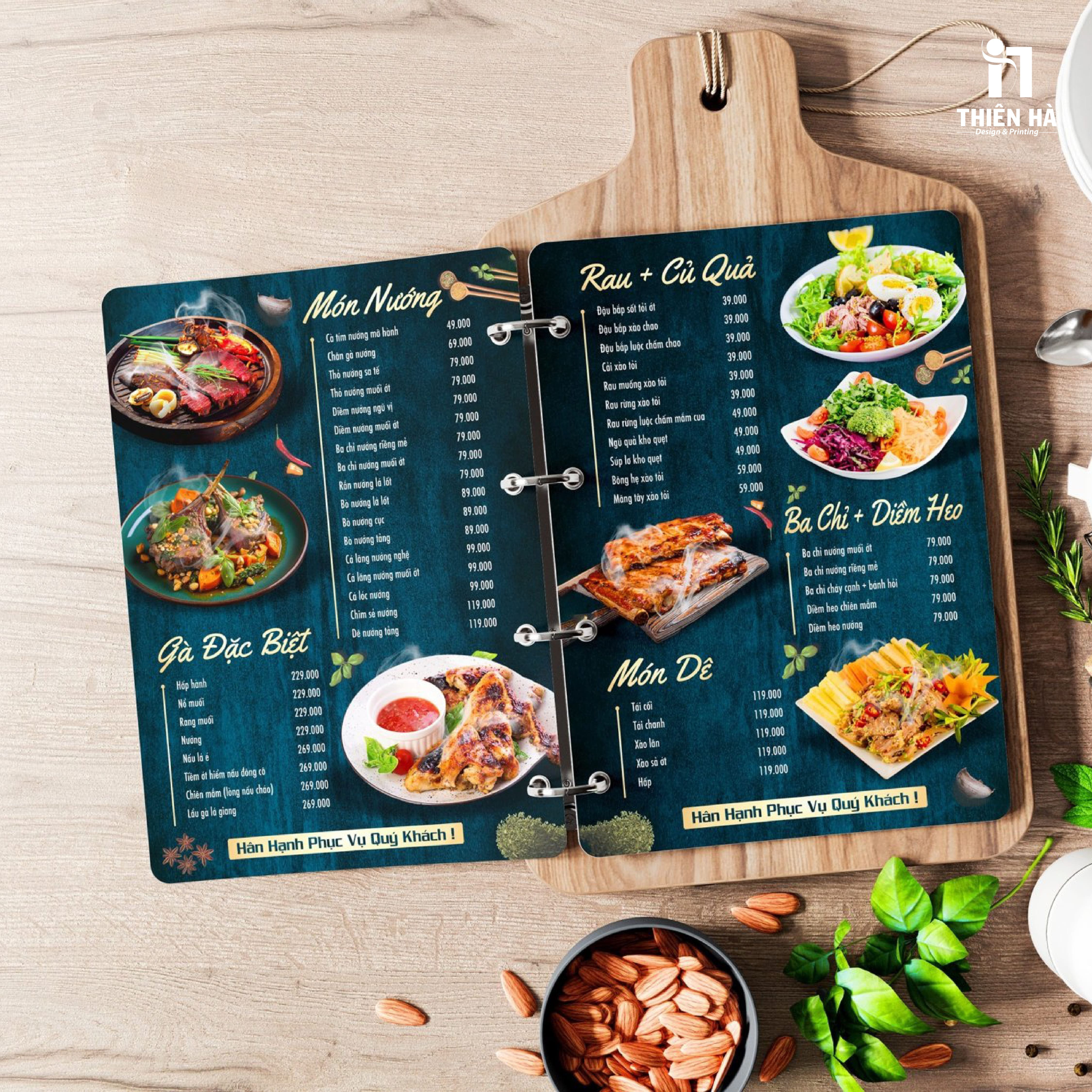 Menu cuốn chống nước bền, đẹp và phù hợp cho quán ăn